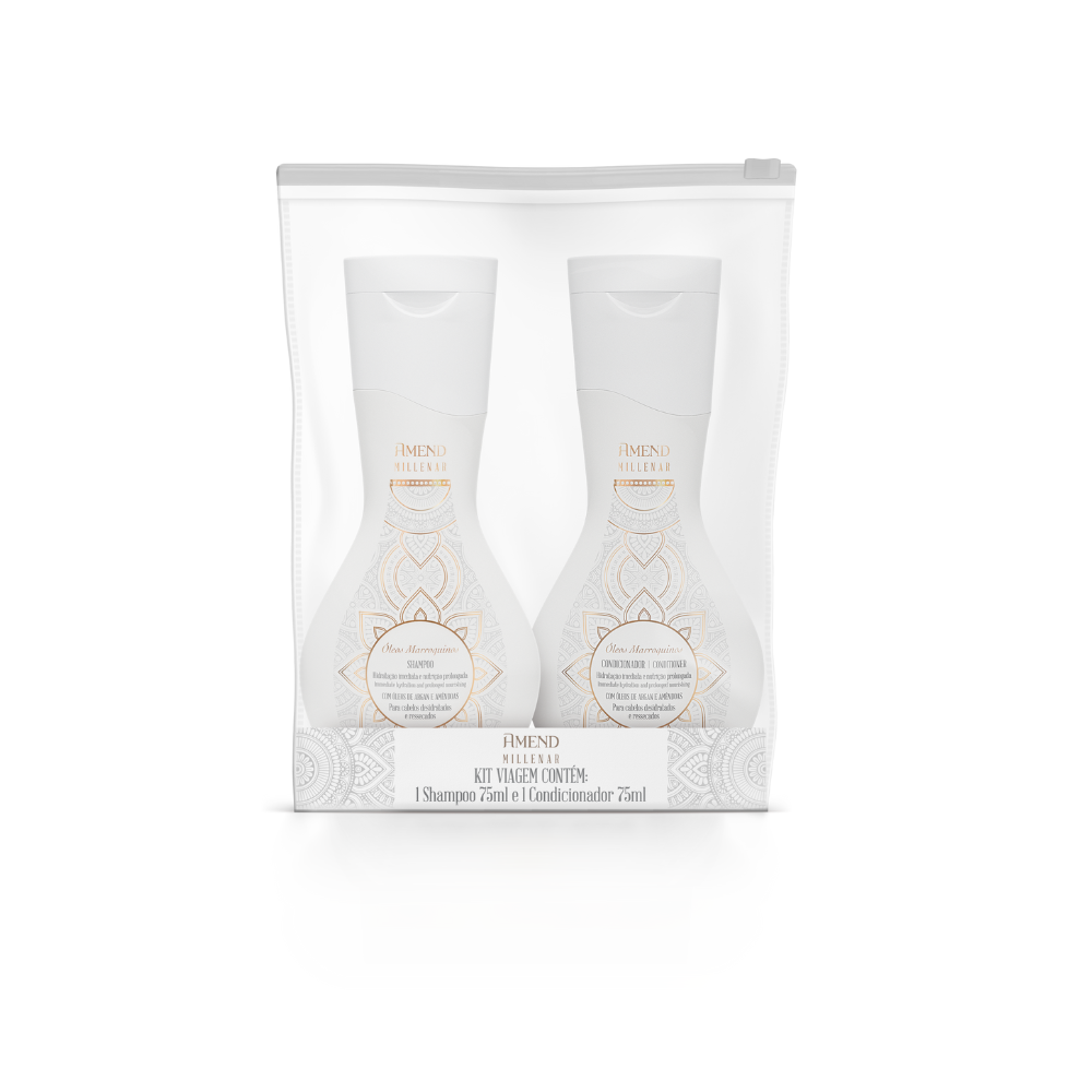 Kit Travel Mini SH 75ml e Mini COND 75ml Amend Millenar Óleos Marroquinos